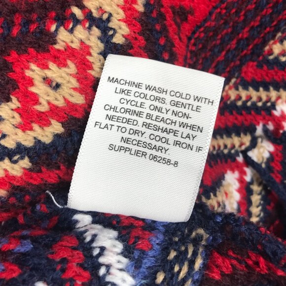 St John's Bay Cardigan Women's XL Red Fair Isle Knit Button Sweater Pocket Aztec - Picture 5 of 15